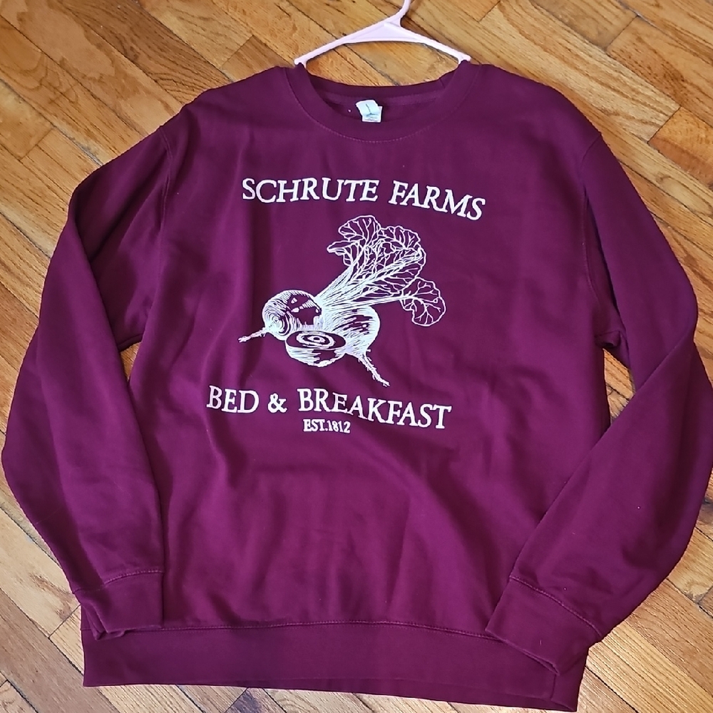 Schrute Farms Burgundy Crew Neck Sweater - Picture 2 of 3